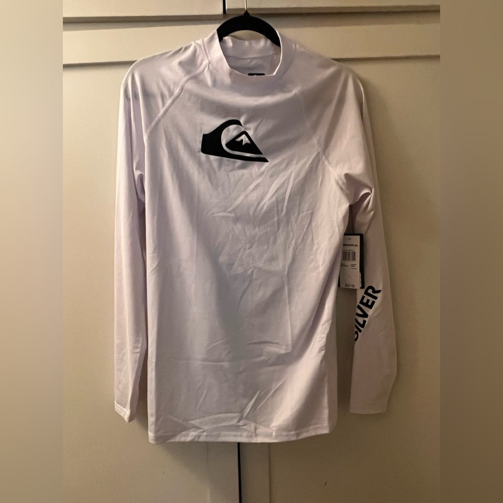 New White Quicksilver Rashguard Size L - Picture 2 of 4